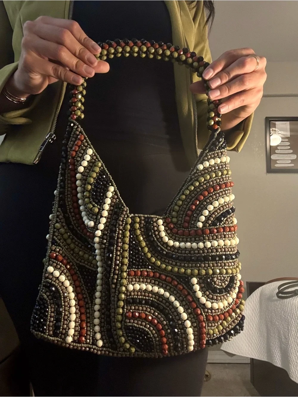 Beaded Multicolor Womens Handbag - Decorative Pattern